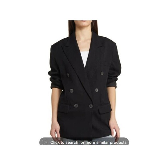 Topshop Double breasted black oversized blazer size 4 - Picture 1 of 14